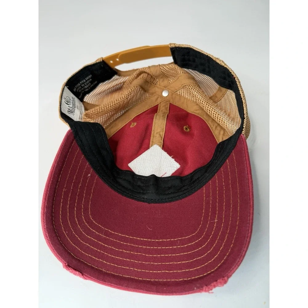 Old Milwaukee Beer Men's Mesh Back Snapback Hat Red/Brown